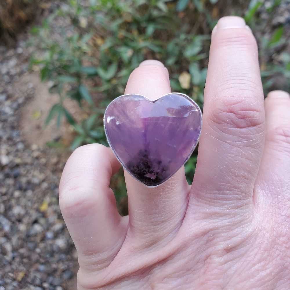 New Heart Shaped Amethyst 925 Silver Ring. - Picture 10 of 15